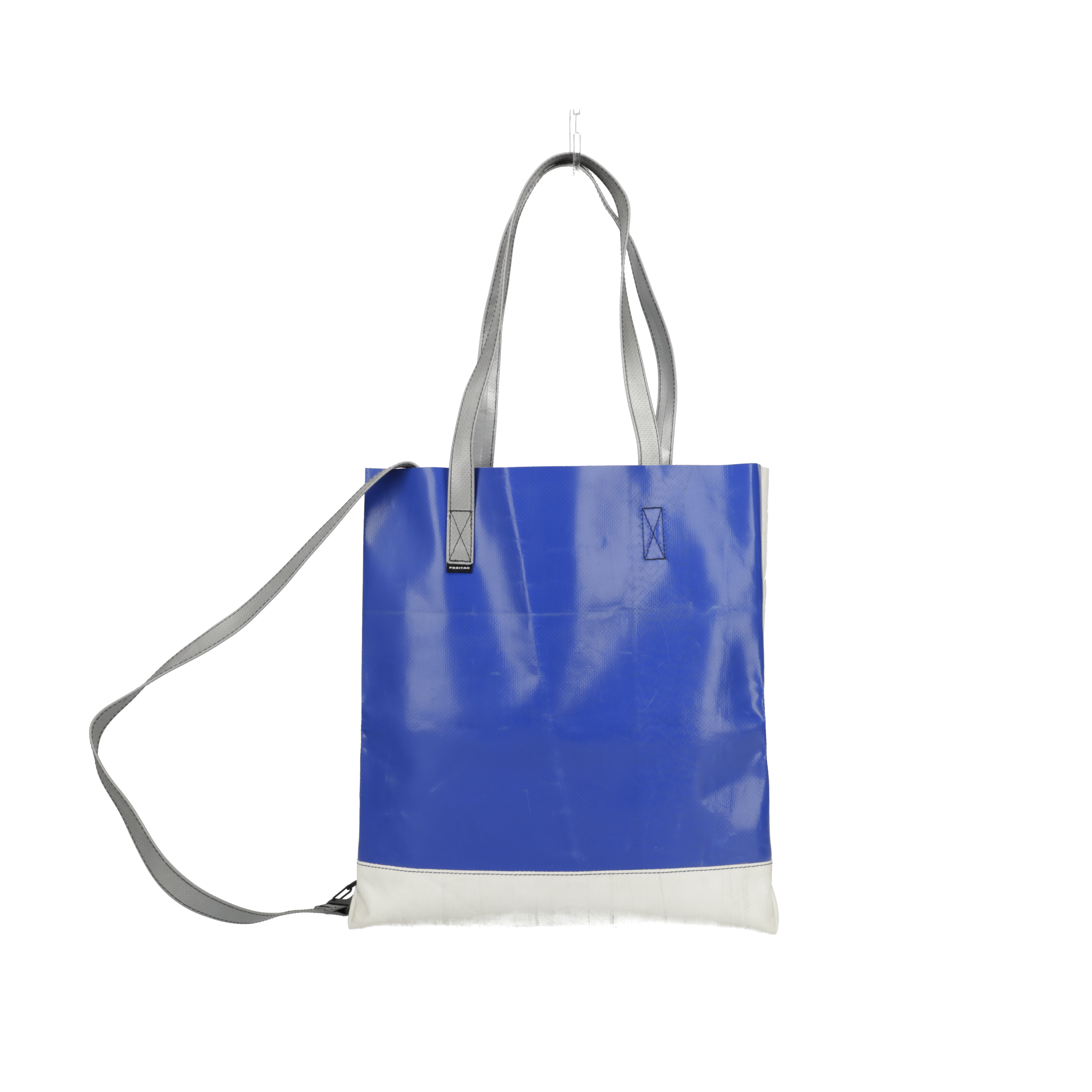 FREITAG トートバッグ ホワイト/ブルー　ファスナー付　ユニセックス FREITAG トートバッグ ホワイト/ブルー ファスナー付 ユニ